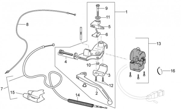 Lenker Schaltungen links - Aprilia SX 125ccm 2T LC 2011- ZD4SXA00