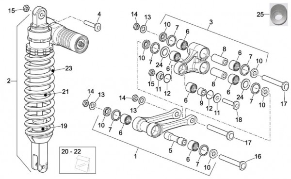 Radaufhängung Stoßdämpfer hinten - Aprilia SXV 550ccm 4T LC 2009- ZD4VSS