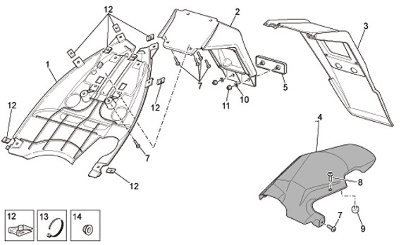Fahrgestell Kennzeichenträger - Aprilia SR 50ccm 2T LC 2010- ZD4VFD00