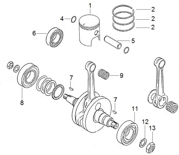 Motor Kurbelwelle - Aprilia Tuareg 125ccm 2T LC 1989- ZD4GA