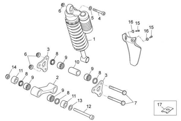 Radaufhängung Stoßdämpfer hinten - Aprilia SX 125ccm 2T LC 2010- ZD4SX000