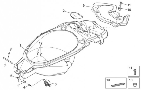 Fahrgestell Helmfach - Aprilia SR 50ccm 2T LC 2012- ZD4VFD00