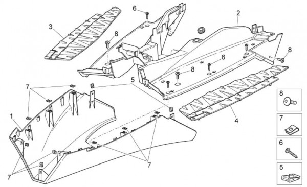 Fahrgestell Fußraumabdeckungen - Aprilia SR 50ccm 2T LC 2013- ZD4VFD00