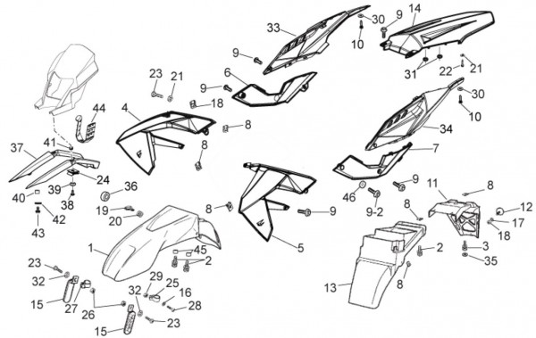 Fahrgestell Verkleidungen - Aprilia SX 50ccm 2T LC 2015- ZD4SWA00