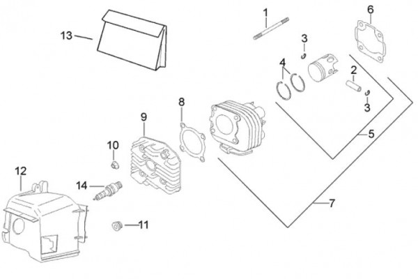 Motor Zylinder - Aprilia SR 50ccm 2T AC 1996- ZD4MR