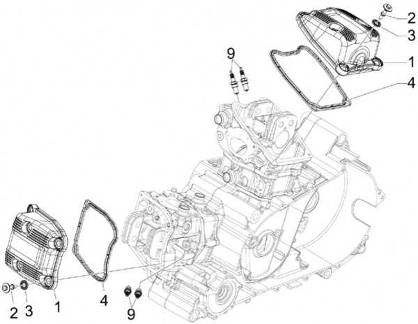Motor Zylinderkopfabdeckungen - Aprilia SRV 850ccm 4T 8V LC 2013- ZAPM55103