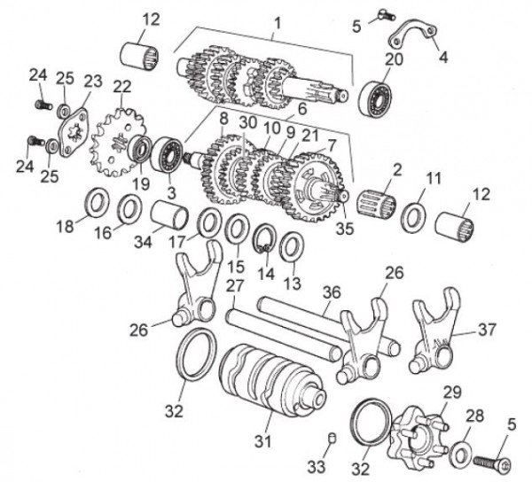 Motor Schaltgetriebe - Aprilia SX 50ccm 2T LC 2009- ZD4PV