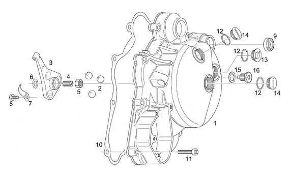 Motor Kupplungsdeckel - Aprilia Classic 125ccm 2T LC 1995- ZD4MF
