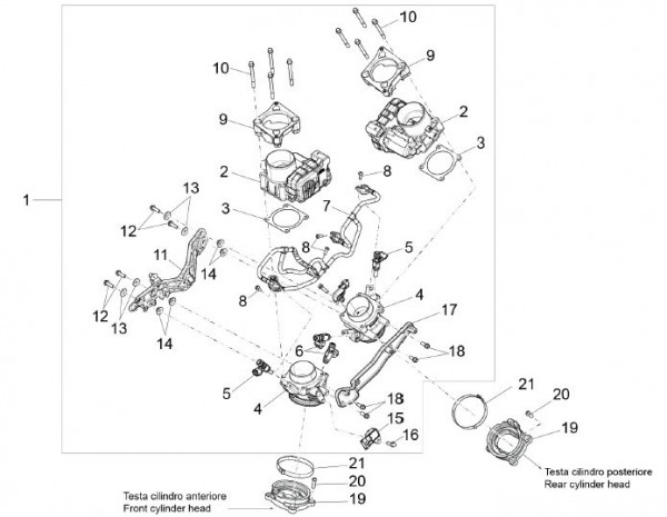 Motor Drosselklappengehäuse - Aprilia Caponord 1200ccm 4T 8V LC 2013- ZD4VK
