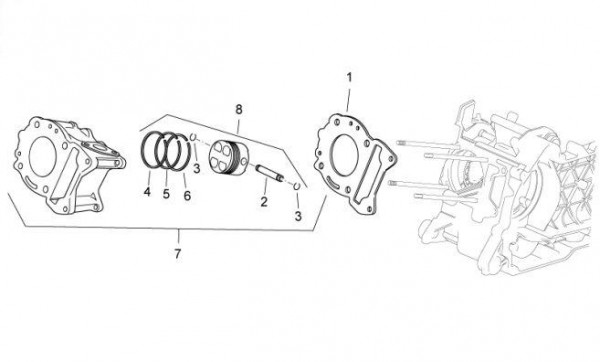 Motor Zylinder - Aprilia Atlantic 300ccm 4T LC 2011- ZD4SPG00
