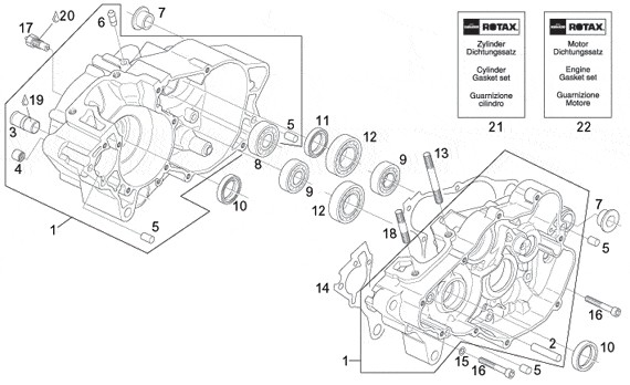 Motor Kurbelgehäuse - Aprilia Tuono 125ccm 2T LC 2004- ZD4SFD