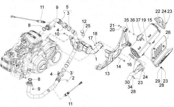 Motor Auspuff - Aprilia SRV 850ccm 4T 8V LC 2013- ZAPM55104