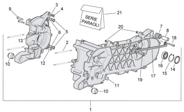 Motor Kurbelgehäuse - Aprilia SR 50ccm 2T LC 2008- ZD4VFD00