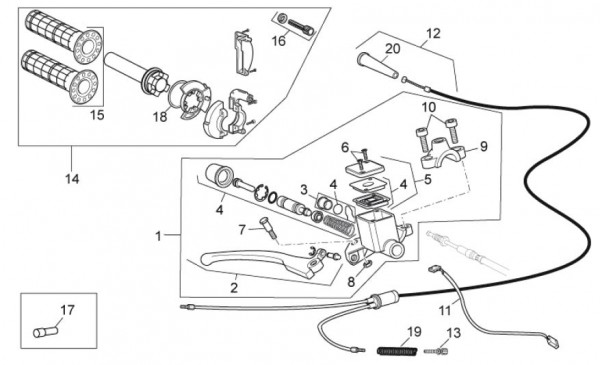 Lenker Schaltungen rechts AJP - Aprilia SX 125ccm 2T LC 2010- ZD4SXA00