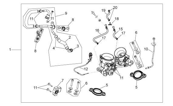 Motor Drosselklappengehäuse - Aprilia SXV 550ccm 4T LC 2007- ZD4VSS