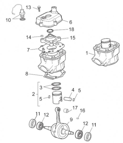 Motor Zylinder - Aprilia SX 50ccm 2T LC 2011- ZD4PVG01