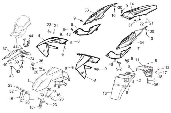 Fahrgestell Verkleidungen - Aprilia SX 50ccm 2T LC 2016- ZD4PV