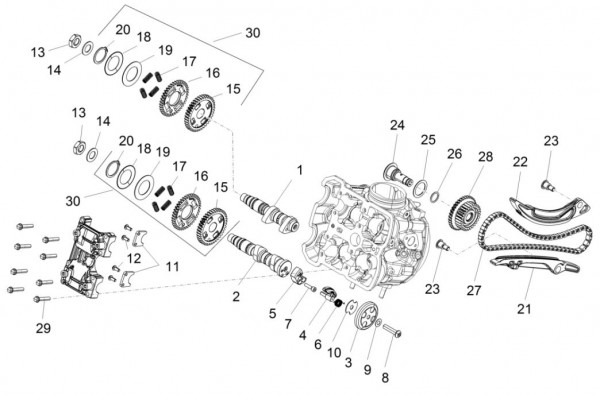 Motor Zylindersteuerung vorn - Aprilia Caponord 1200ccm 4T 8V LC 2016- ZD4VKA01