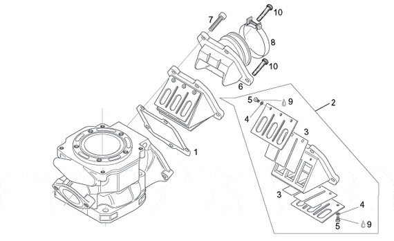 Motor Ansaugstutzen - Aprilia Tuono 125ccm 2T LC 2004- ZD4SFD