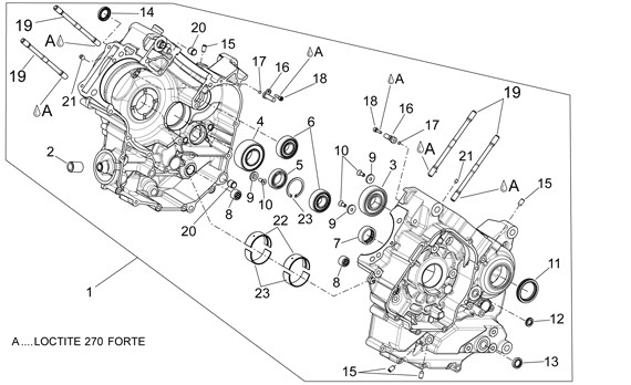 Motor Kurbelgehäuse I - Aprilia Dorsoduro 750ccm 4T LC 2009- ZD4SM000