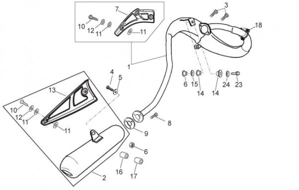Motor Auspuff - Aprilia SX 50ccm 2T LC 2012- ZD4PVG01