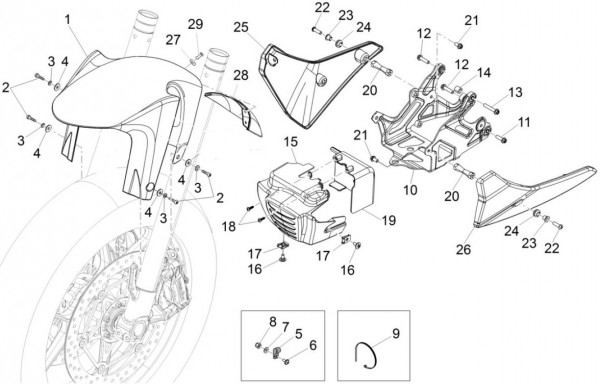 Fahrgestell Kotflügel vorn - Aprilia Caponord 1200ccm 4T 8V LC 2015- ZD4VKA