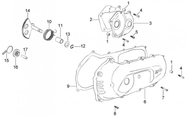 Motor Gehäusedeckel - Aprilia SR 50ccm 2T AC 1996- ZD4MR
