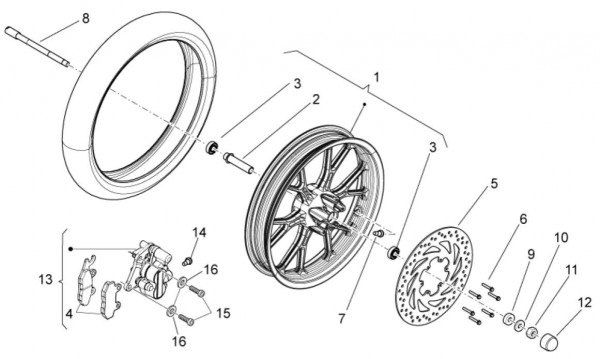 Radaufhängung Vorderrad - Aprilia SX 50ccm 2T LC 2014- ZD4PVG01