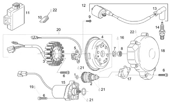 Motor Zündung - Aprilia Classic 125ccm 2T LC 1995- ZD4MF