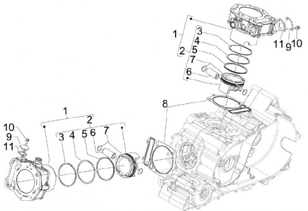 Motor Zylinder - Aprilia SRV 850ccm 4T 8V LC 2012- ZAPM55103