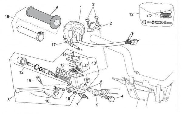 Lenker Schaltungen rechts Heng Tong - Aprilia SR 50ccm 2T LC 2008- ZD4VFD00