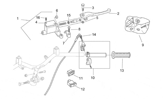 Lenker Schaltungen rechts - Aprilia SR 50ccm 2T AC 1998- ZD4LY