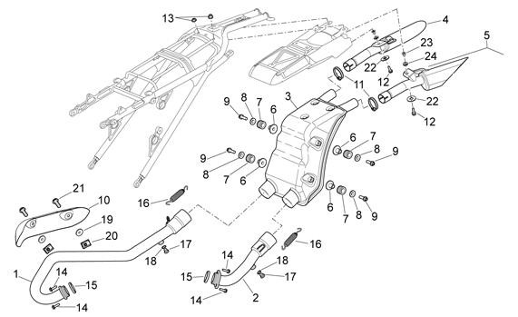 Motor Auspuff - Aprilia SXV 450ccm 4T LC 2006- ZD4VSR