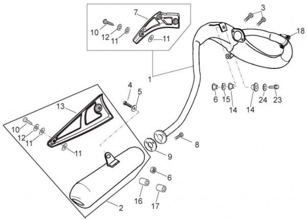 Motor Auspuff - Aprilia SX 50ccm 2T LC 2014- ZD4PVG01