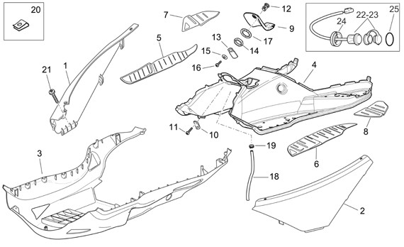 Fahrgestell Fußraumabdeckungen - Aprilia Atlantic 500ccm 4T LC 2007- ZD4VL