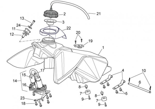 Fahrgestell Benzintank - Aprilia SXV 550ccm 4T LC 2010- ZD4VSS