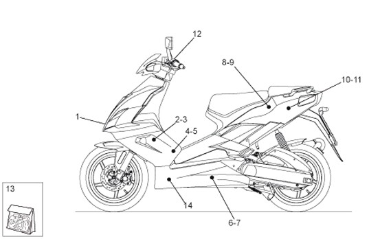 Fahrgestell Dekore - Aprilia SR 50ccm 2T LC 2010- ZD4VFD00