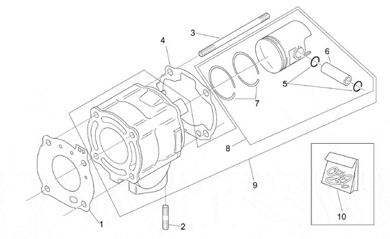 Motor Zylinder - Aprilia SR 50ccm 2T AC 2001- ZD4RLA