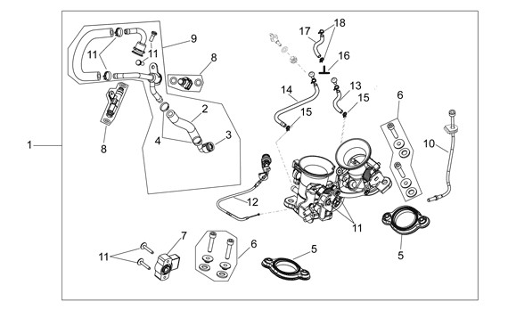 Motor Drosselklappengehäuse - Aprilia SXV 550ccm 4T LC 2009- ZD4VSS
