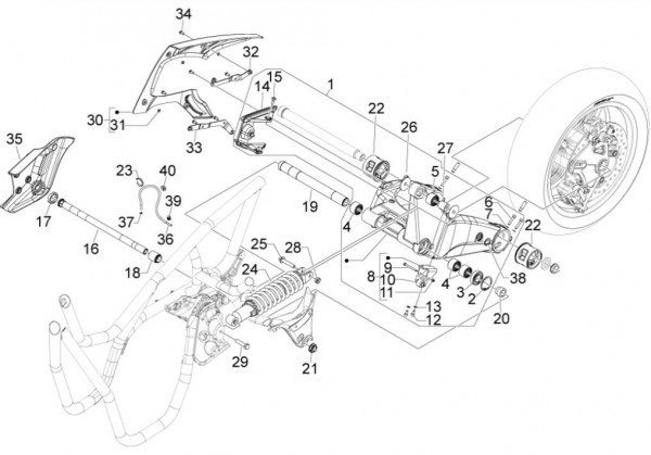 Radaufhängung Stoßdämpfer hinten - Aprilia SRV 850ccm 4T 8V LC 2013- ZAPM55103