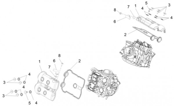Motor Zylinderkopfabdeckungen - Aprilia Caponord 1200ccm 4T 8V LC 2014- ZD4VKA01