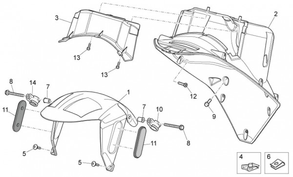 Fahrgestell Kotflügel - Aprilia SR 50ccm 2T LC 2012- ZD4VFD00