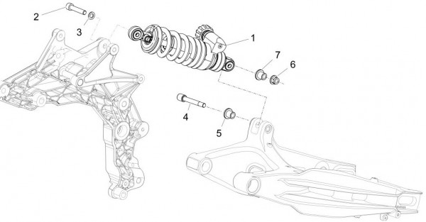 Radaufhängung Stoßdämpfer hinten - Aprilia Caponord 1200ccm 4T 8V LC 2016- ZD4VK001
