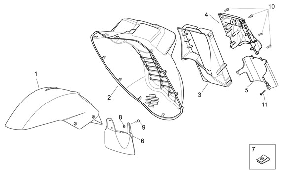 Fahrgestell Kotflügel - Aprilia Atlantic 500ccm 4T LC 2010- ZD4VL