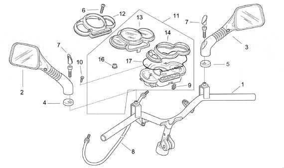 Lenker Tachometer - Aprilia SR 50ccm 2T AC 2000- ZD4RLA