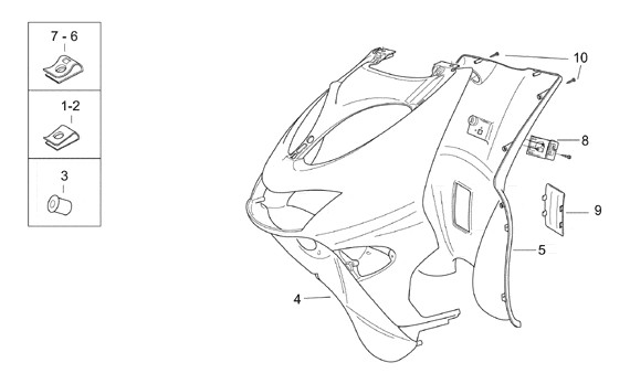 Fahrgestell Frontschild - Aprilia SR 50ccm 2T AC 2001- ZD4LY
