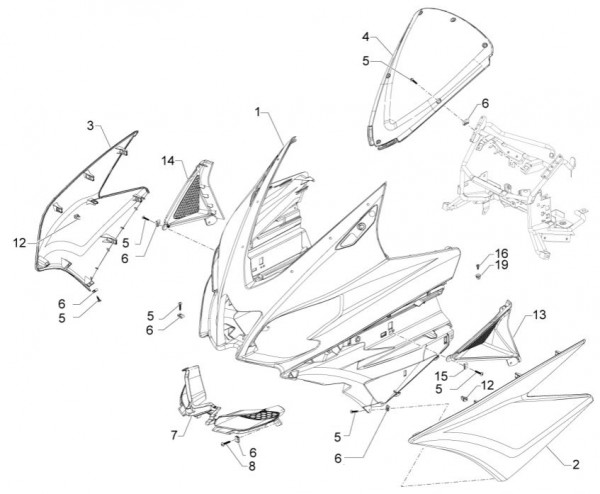 Fahrgestell Frontschild - Aprilia SRV 850ccm 4T 8V LC 2013- ZAPM55104