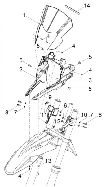 Fahrgestell Verkleidungen vorn - Aprilia SX 50ccm 2T LC 2018- ZD4KKB01