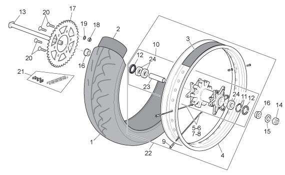 Radaufhängung Hinterrad - Aprilia SX 125ccm 2T LC 2008- ZD4SX000