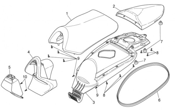 Fahrgestell Sitz - Aprilia SR 50ccm 2T LC 2008- ZD4VFD00